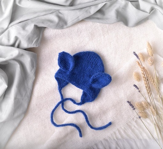 czapki dziecięce Bonetka Tuliś chabrowa Baby Alpaka+ Merino
