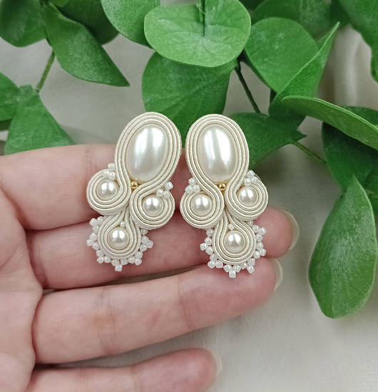 Biżuteria ślubna Perłowe kolczyki ivory, ślubne perłowe kolczyki, perłowe wkręty
