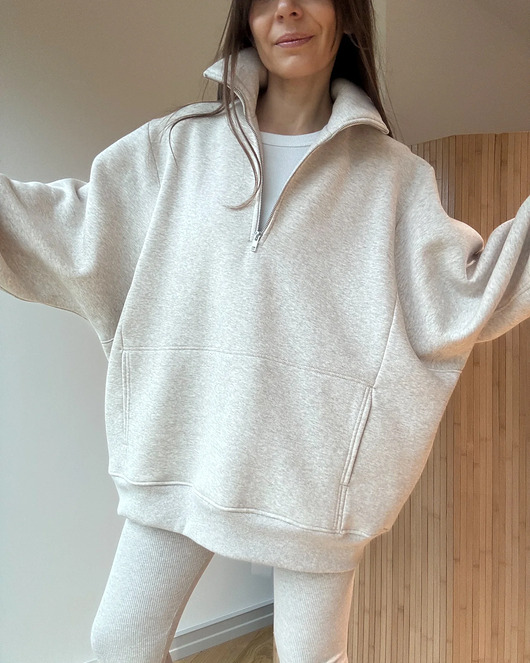 bluza bez kaptura damska Bluza Patchouli zamek light mocca melange