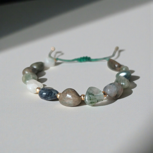 bransoletki z kamieni naturalnych Agat mszysty SPOKÓJ - bransoletka na sznurku