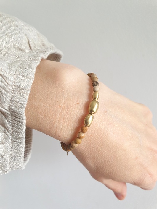 bransoletki z kamieni naturalnych Bransoletka ZEN jaspis obrazkowy, mosiądz