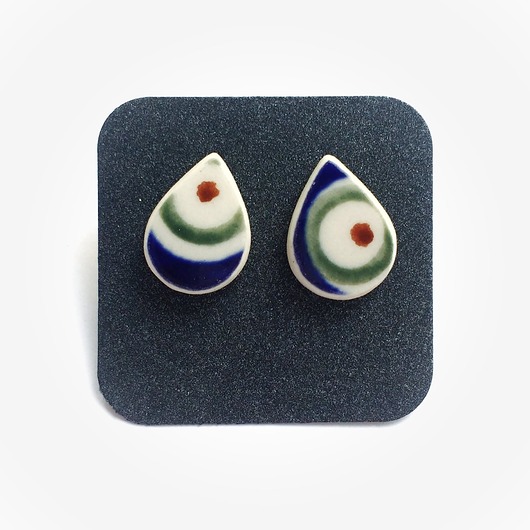 Kolczyki ceramiczne Bolesławiec biżuteria z talerzy
