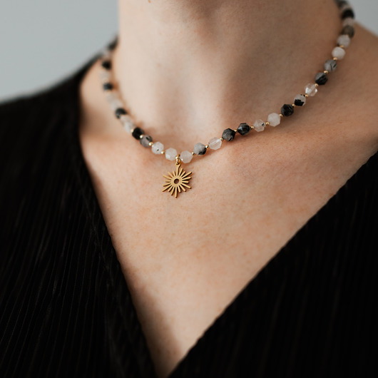 chokery Choker kwarc turmalinowy.