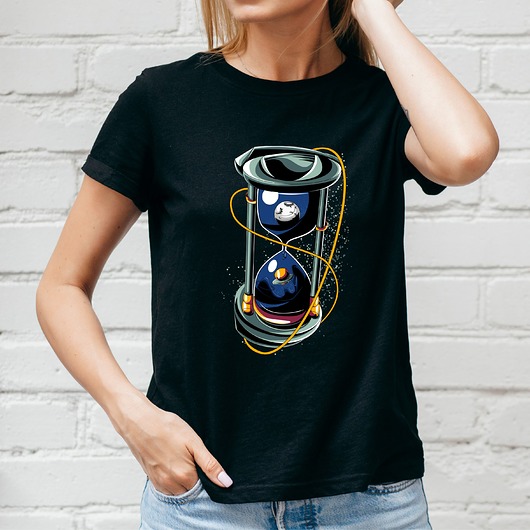 Koszulka damska czarna z nadrukiem Klepsydra ART ORGANIC