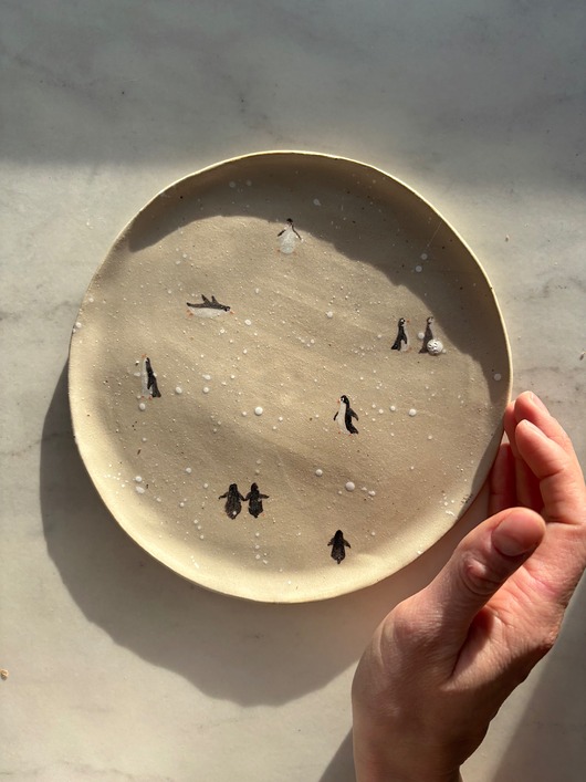 talerze, miski Ceramiczny Talerz Organic Penguin Love
