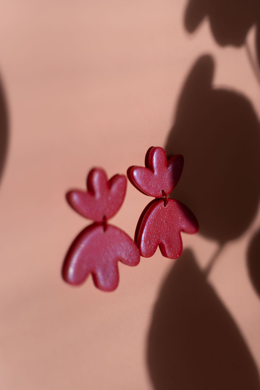 kolczyki z masy plastycznej Wiszące kolczyki  TULIPANY