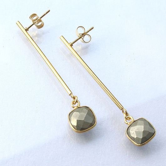 kolczyki pozłacane Eleganckie kolczyki pozłacane Piryt