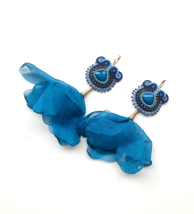 kolczyki soutache Sutaszowe kolczyki OIA blue