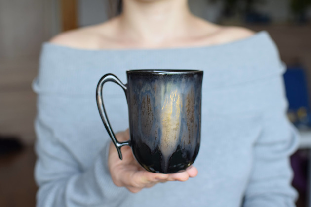 Kubek Ceramiczny Czarne Złoto 300ml Ceramika Ciepliki