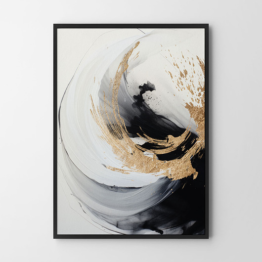 plakaty Plakat White and Gold v2 - abstrakcja