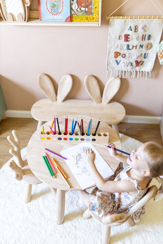 pojemniki na zabawki Montessori Drewniany organizer na kredki i przybory szkolne na biurko dla dzieci