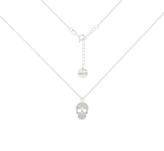 chokery Srebrny choker pancerka z grawerowaną czaszką