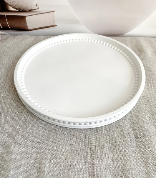 świeczniki i świece Podstawka/ taca do świec dekoracyjna z gipsu średnica 210mm