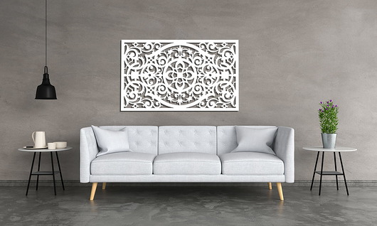 Ozdoby na ścianę DEKORACYJNY PANEL AŻUROWY FLORELLE, DEKORACJA ŚCIENNA 3D, ORNAMENT,72 x 120 c