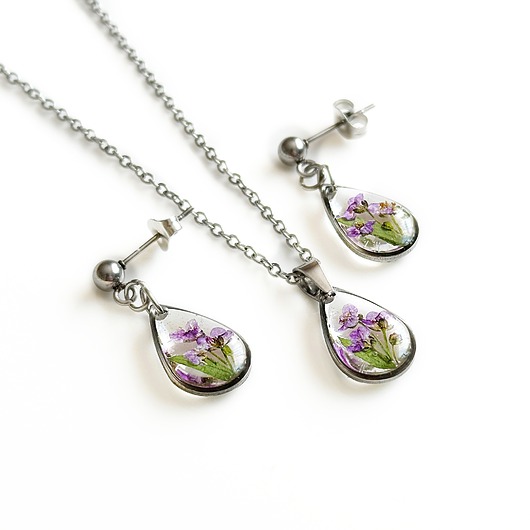 komplet biżuterii Komplet biżuterii z kwiatami