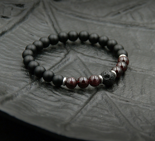 biżuteria męska ENERGIA, SIŁA : granat, onyks, lawa