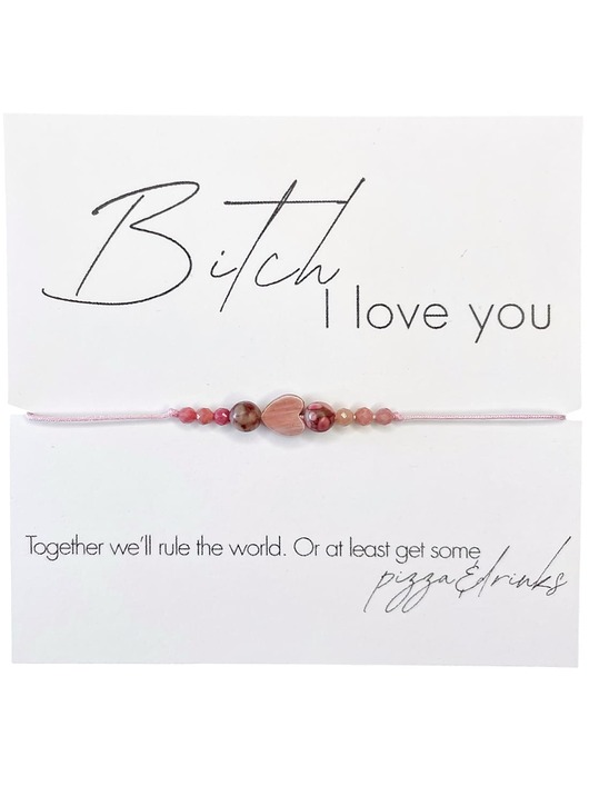 bransoletki na sznurku Bi.ch I love you Bransoletka z kamieni naturalnych Sodalit, Rodonit, Rodochrozyt