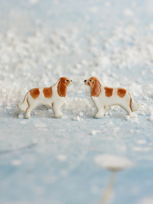 kolczyki ceramiczne Cavalier mini pieski- ceramiczne kolczyki
