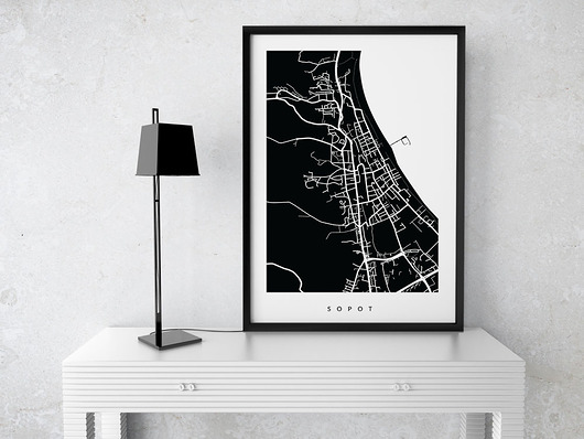 PLAKAT SOPOT  - B1 - MAPA MIASTA NA PREZENT PLAKATY GEOMETRYCZNE