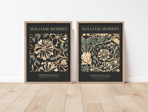 grafiki i ilustracje DWA PLAKATY William Morris kwiaty botaniczne obrazy