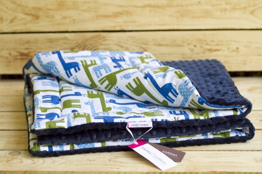 Mięciutki gruby zimowy kocyk - żyrafki Minky and Cotton