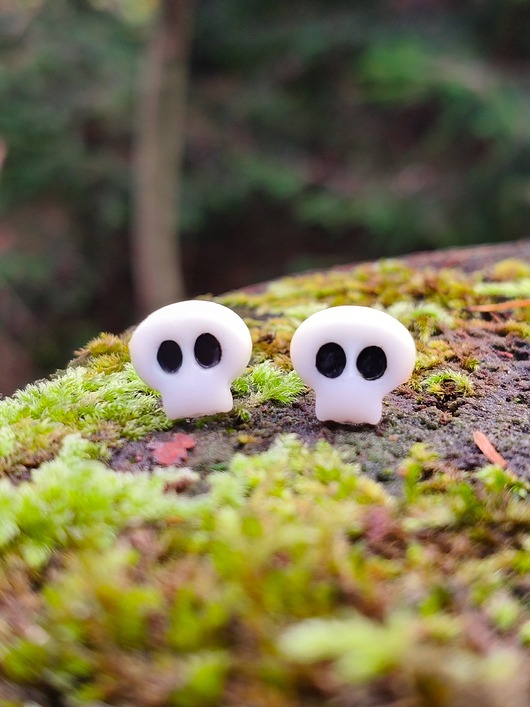 kolczyki z masy plastycznej Kolczyki czaszki, biżuteria na halloween, akcesoria do przebrania na halloween