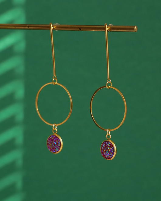 kolczyki - inne Unikatowe złote kolczyki z brokatowymi zawieszkami