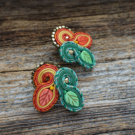kolczyki soutache Kolczyki soutache Jesienny liść