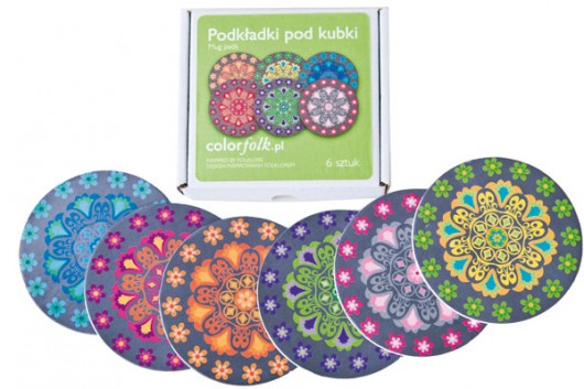 koplet podkładek pod kubek - wycinanki colorfolk
