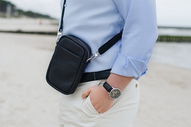 torby i nerki męskie Torba skórzana UBBE Black Classic szewro