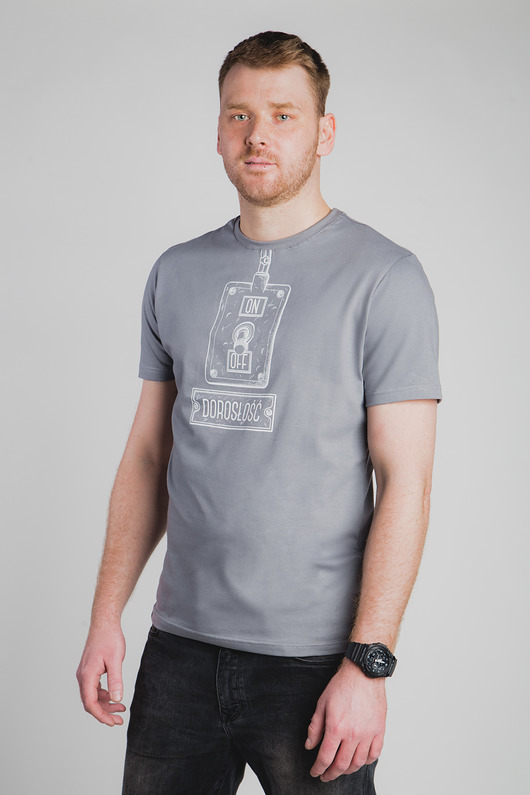 t-shirty męskie Bawełniany T-shirt z nadrukiem - Dorosłość
