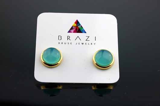 BRAZI EARRINGS Agat Blue Sky Brazi Druse Jewelry