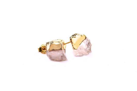 Kolczyki Kwarc Różowy złoto Brazi Druse Jewelry
