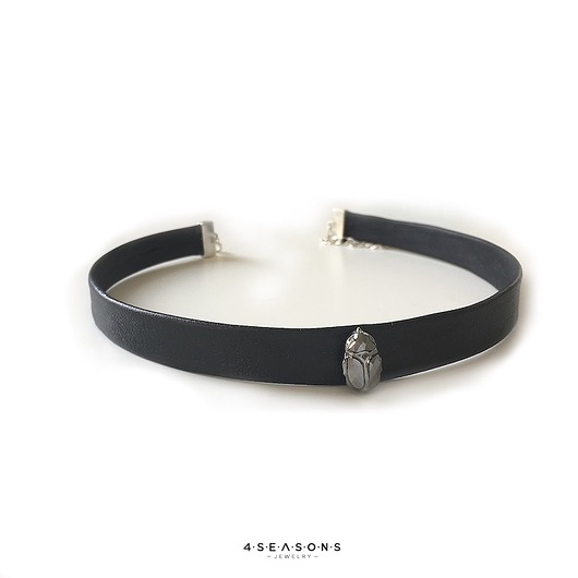 czarna obroża choker naszyjnik ze skóry 4 Seasons Jewelry