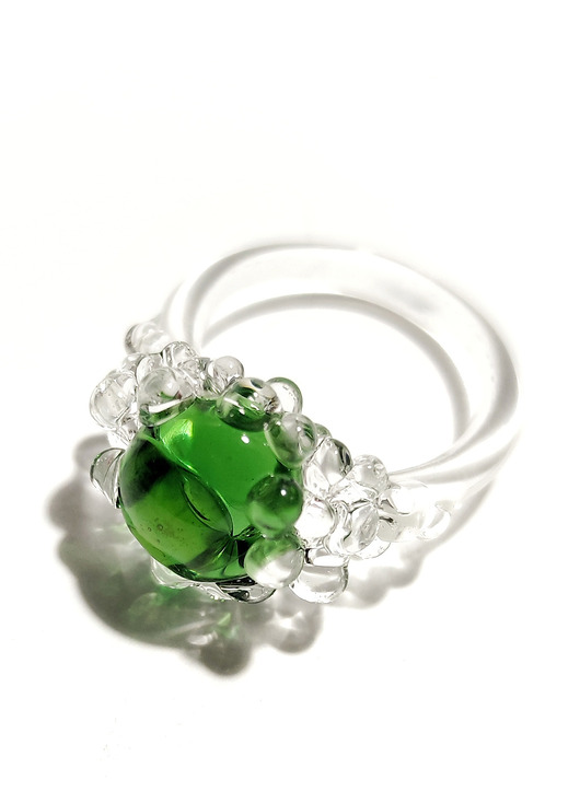 pierścionki - różne Szklany pierścionek "Nereida" zielony