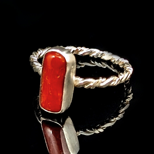 pierścionki srebrne Pierścionek Koral szlachetny