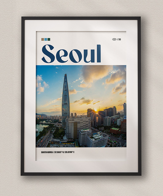 plakaty Minimalistyczny plakat Seul Korea Południowa