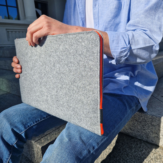 etui na laptopa FLUO POMARAŃCZOWY zamek etui z filcu na laptopa