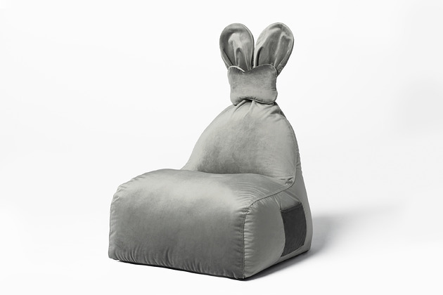 pufa dla dziecka Pufa siedzisko Funny Bunny VELVET- Szara