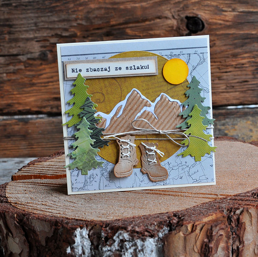 kartki scrapbooking Kartka z górami