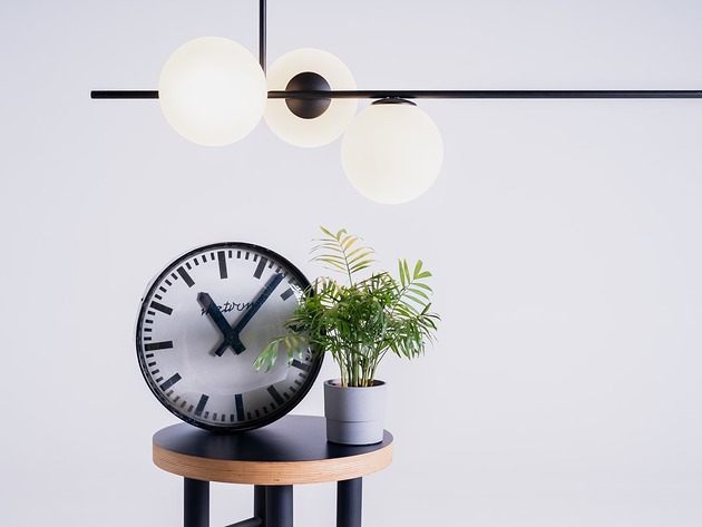 lampy stołowe Lampa wisząca BOBLER horizontal 3 szklane klosze kulki mleczne