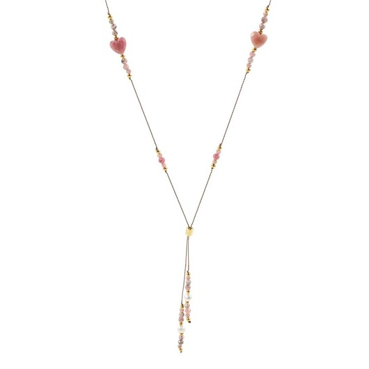 biżuteria różna Subtelny krawacik na jedwabnej nici z sercem Rodonitu