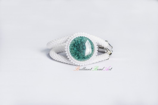 Beadingowa bransoletka - little white BBA