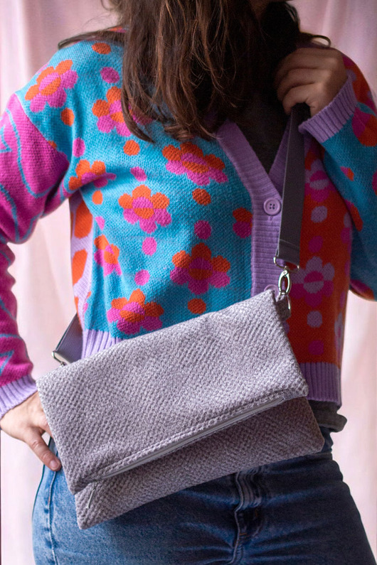 torebki mini Składana kopertówka z weluru melanż