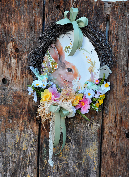 wianki wielkanocne Wielkanocny wianek z zającem