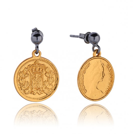 Kolczyki złote Royal Coin Earrings in Gold Joccos Design