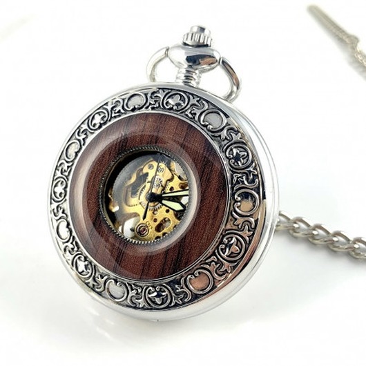 zegarki męskie ELEGANCJA W DREWNIE III (Silver)  - Mechanizm ręcznie nakręcany