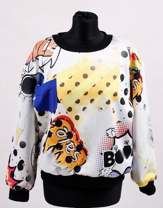 bluza bez kaptura damska Dwustronna bluza komiks kontra czerń