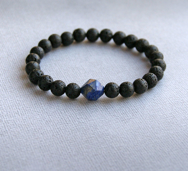 męska bransoletka - talizman - LAPIS LAZULI kaktusia