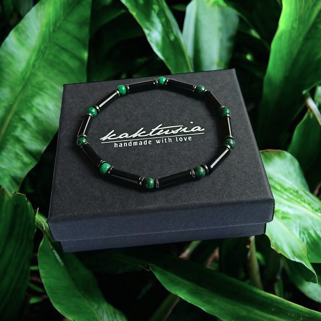 biżuteria męska MALACHIT, onyks :: MIŁOŚĆ, ZMIANY, SIŁA : delikatna bransoletka